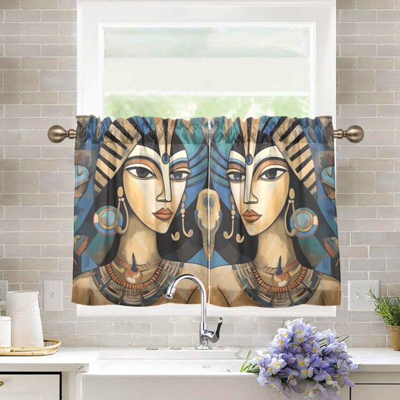 The Queen Of Egypt Abstract Kitchen Curtains Half Tier Curtain 2 Rod Pockets Bathroom Bedroom Cupborad Living Room 27"x36"