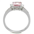 thumbnail image 3 of High polished (no plating) Stainless Steel Ring with AAA Grade CZ in Rose for Women Rose Stone Color Style TK2169 Size 7, 3 of 4