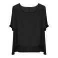 thumbnail image 4 of Fanxing Cotton Linen Tops for Women Loose Fit Beach Casual Work Tops 2025 Summer Short Sleeve Blouse S-2XL, 4 of 5