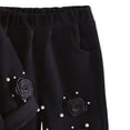 thumbnail image 5 of Juorvia Toddler Girl Outfits 2pc Sweatsuit Flowers Loose Fitted Crew Neck Tops Wide Leg Pants with Pockets(3-4Years,Black), 5 of 5