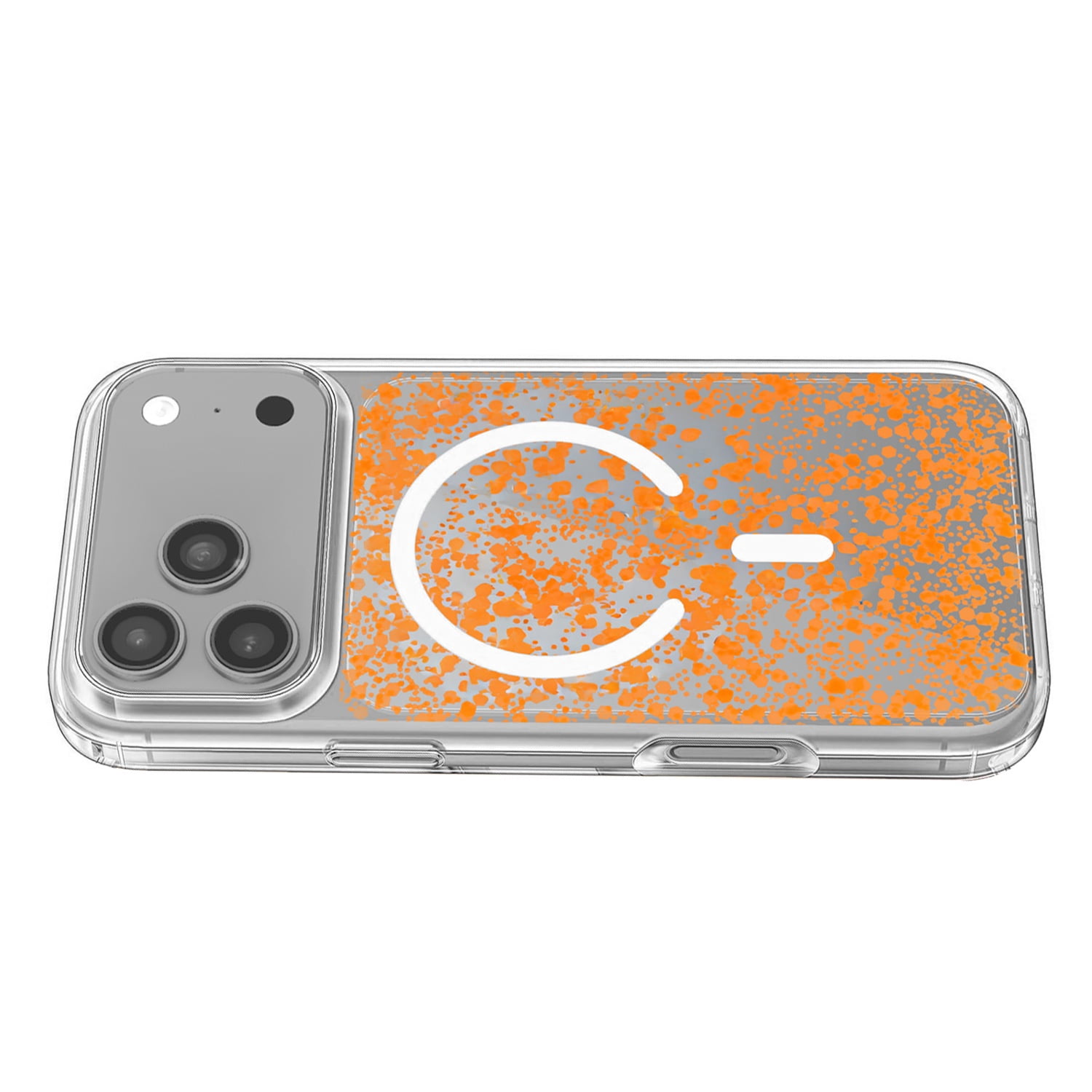 Glitter Transparent Magnetic Protective Case for iPhone 17 Pro Max - Orange