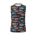 thumbnail image 6 of Lsque Colorful Fish Print Men's Cotton Blend Sleeveless Muscle Shirts (S-3XL)- Moisture Wicking, Odor Protection, UPF 30+,Medium, 6 of 8
