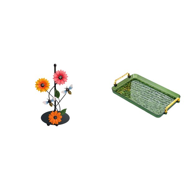 Soporte de papel higiénico,Soporte de papel de cocina con forma de girasol para encimera,Bandeja para servir,Bandeja rectangular para servir en la cocina con asa,Bandeja de almacenamiento