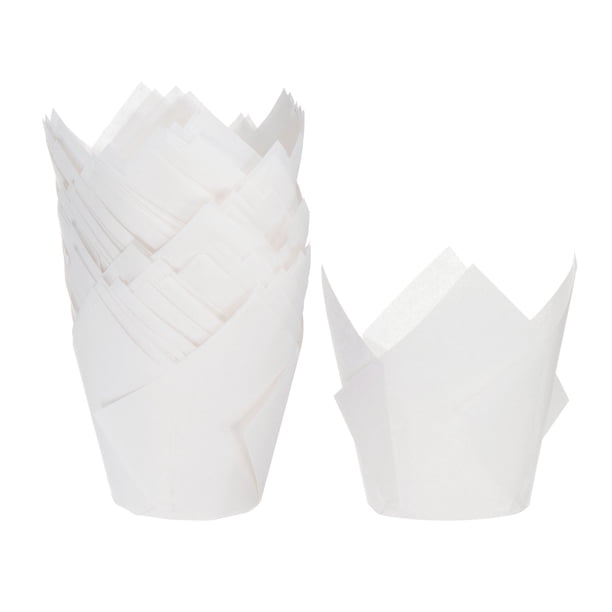 50 Unidades de Moldes para Cupcakes de Papel Estándar, Envoltorios Antiadherentes Desechables para Cumpleaños, Banquetes y Fiestas, Color Blanco
