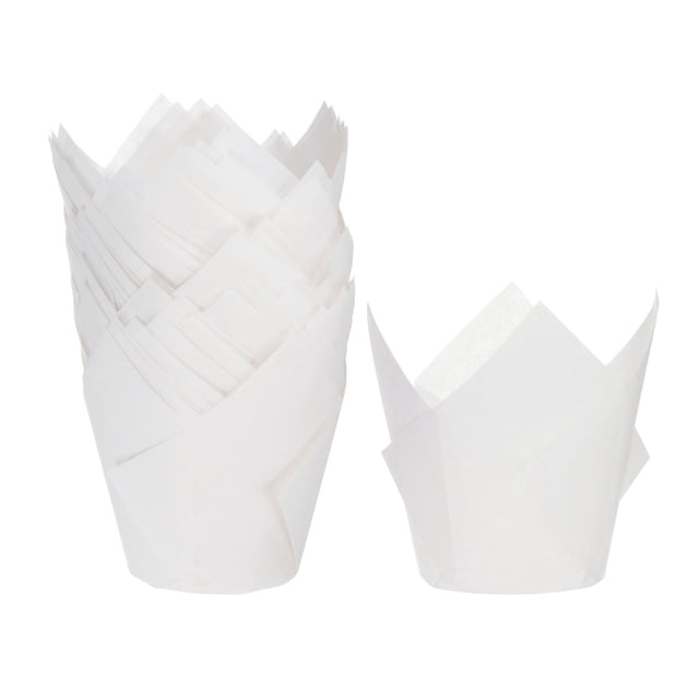 50 Unidades de Moldes para Cupcakes de Papel Estándar, Envoltorios Antiadherentes Desechables para Cumpleaños, Banquetes y Fiestas, Color Blanco