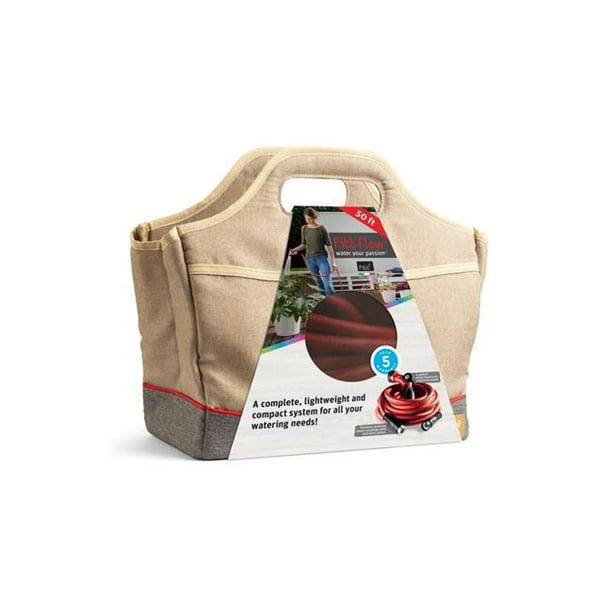 FITT Flow Expandable Patio Garden Hose MultiPattern Nozzle & Storage