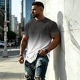 thumbnail image 4 of JULMCOMO Men's Shirts Ombre Gradient Crew Neck Short Sleeve Loose Fit Casual T Shirt Breathable Soft Comfy Summer Classic Tees White XL, 4 of 5