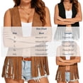 thumbnail image 3 of Karymi Womens Tops Faux Suede Fringe Western Cowboy Sleeveless Vest, Open Front V Neck Cutout Eyelet Waistcoat, Tassel Layering Jacket T Shirts for Women, 3 of 6