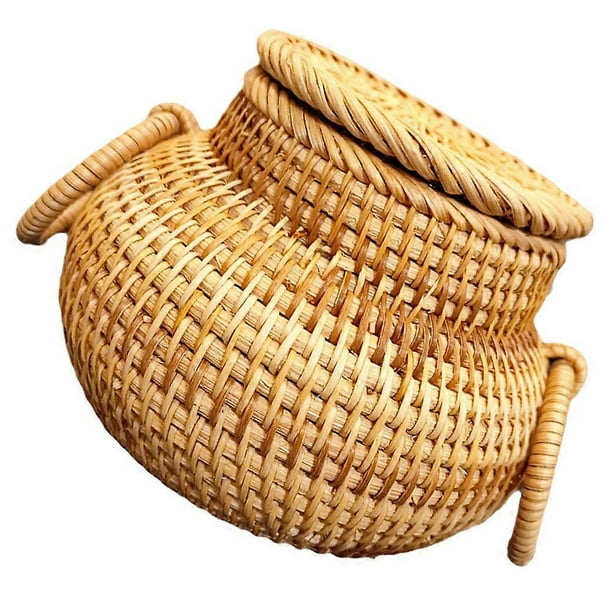Khaki Woven Sundries Basket For Household Use Great For Organizing Small Items In Kitchen Bathroom 15X15CM 1Pack