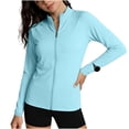 thumbnail image 5 of Womens Lightweight Sun Protection Shirts Full Zip Long Sleeve Sun Protection Athletic Jackets Light Blue XL(XL), 5 of 7