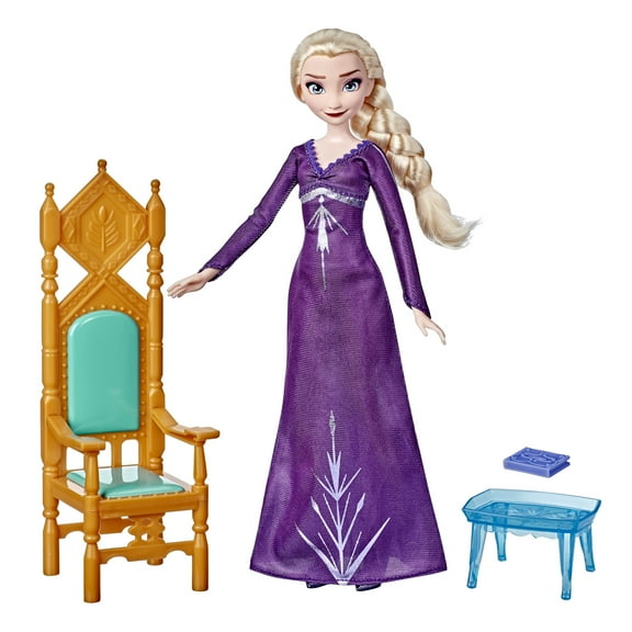 Disney Frozen Elsa's Throne Set Fashion Doll with Pajama Dress and Shoes