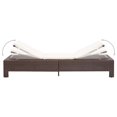 thumbnail image 5 of vidaXL Sunbed with Cushion Brown Poly Rattan, 5 of 5