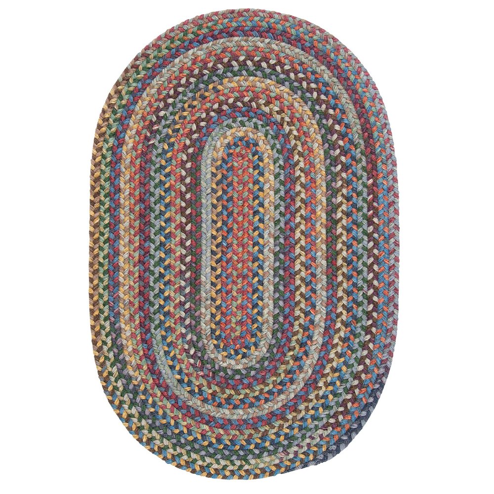 5' x 7' Red, Blue, and Yellow Braided Oval Area Throw Rug