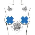 thumbnail image 4 of 10 pares de cubiertas para pezones, cubiertas para pezones cruzadas ostentosas para fiestas Raves, autoadhesivas, impermeables, 4 of 5