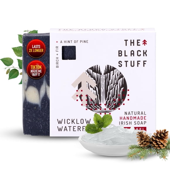 The Black Stuff Jabón de barra natural para hombres Jabones de proceso en frío hechos a mano con ingredientes orgánicos y aceites esenciales - Jabón para hombres para uso diario Jabón corporal Wickl
