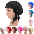 thumbnail image 2 of NUZYZ Solid Color Women Sleeping Hat Adjustable Night Cap Satin Silk Wrap Hair Care, 2 of 7