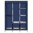 thumbnail image 5 of Knocbel Portable Wardrobe Storage Organizer Closet Clothes Rack with Hanging Rod and 8 Storage Shelves, Sturdy Metal Frame & Non-woven Fabric Cover, 49.2"W x 17"D x 70.90"H Blue, 5 of 10