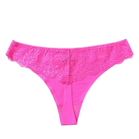 

BIZIZA Ice Silk Thongs for Women Sexy Panties T Back Breathable Seamless Hot Pink L