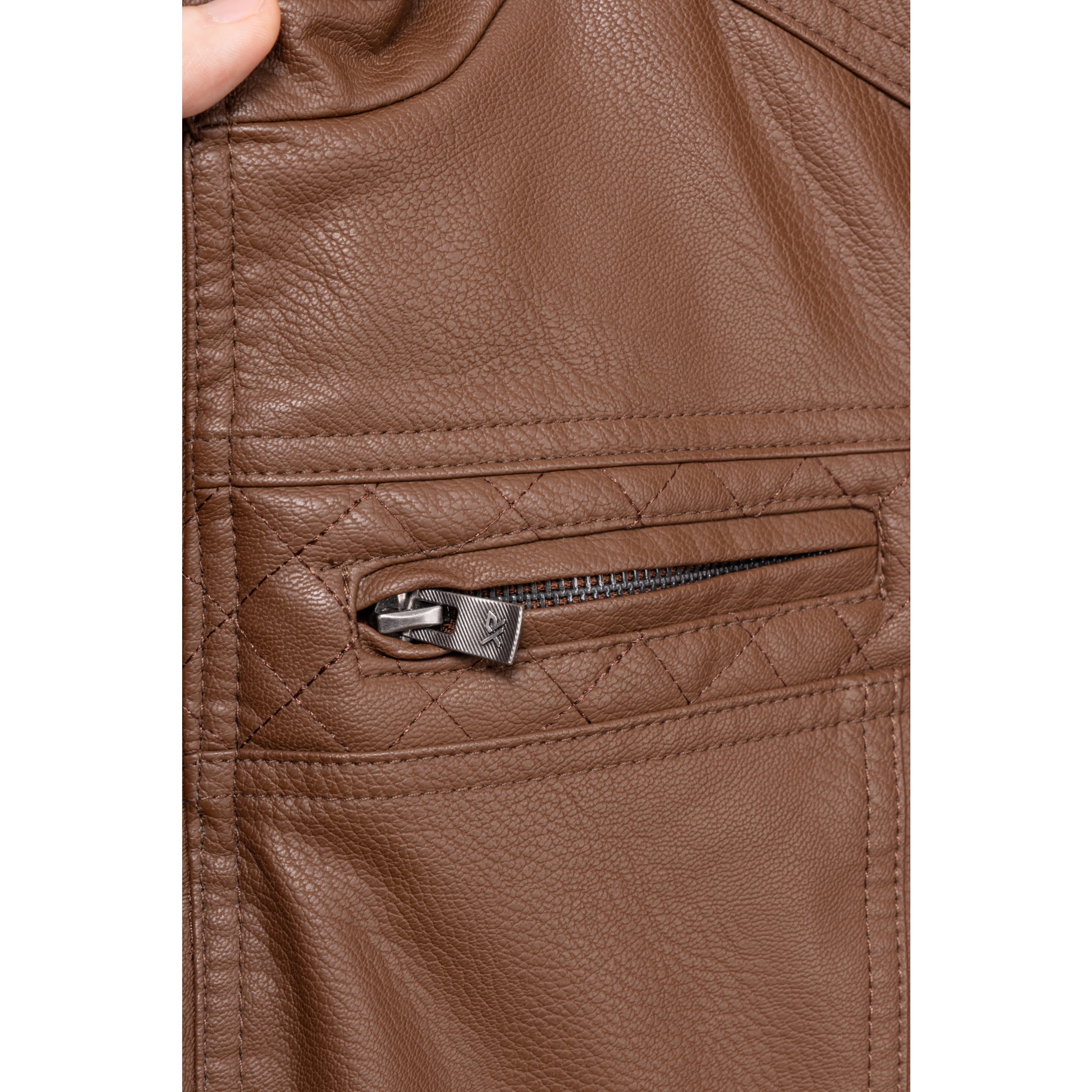 X RAY Teen Faux Leather Jacket for Fall & Winter (S - XL), Kids Outerwear Coat, Motorcycle PU Leather Jacket for Boys, Tan, XL