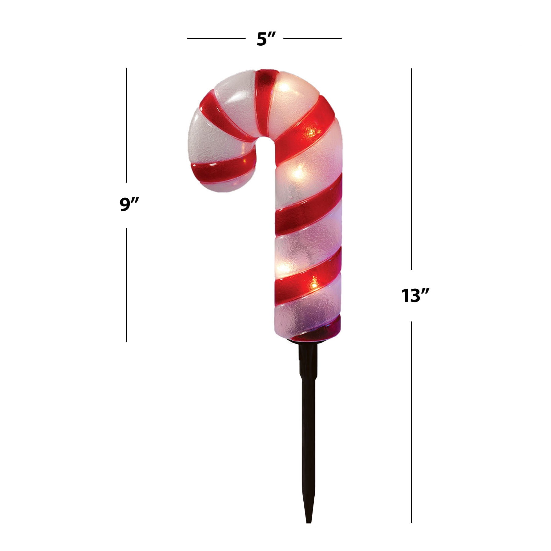 Holiday Time 4 Piece Crystal Effect 10 Inch Red/White Candy Cane Pathway Holiday Outdoor Lighting