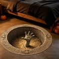 thumbnail image 6 of 3D Trap Halloween Circular Carpet – Skeleton Mummy Web Depth Illusion Rug, Soft Polyester Floor Mat for Bedroom Entrance, Non Shedding Holiday Decor Foot Pad, 6 of 6