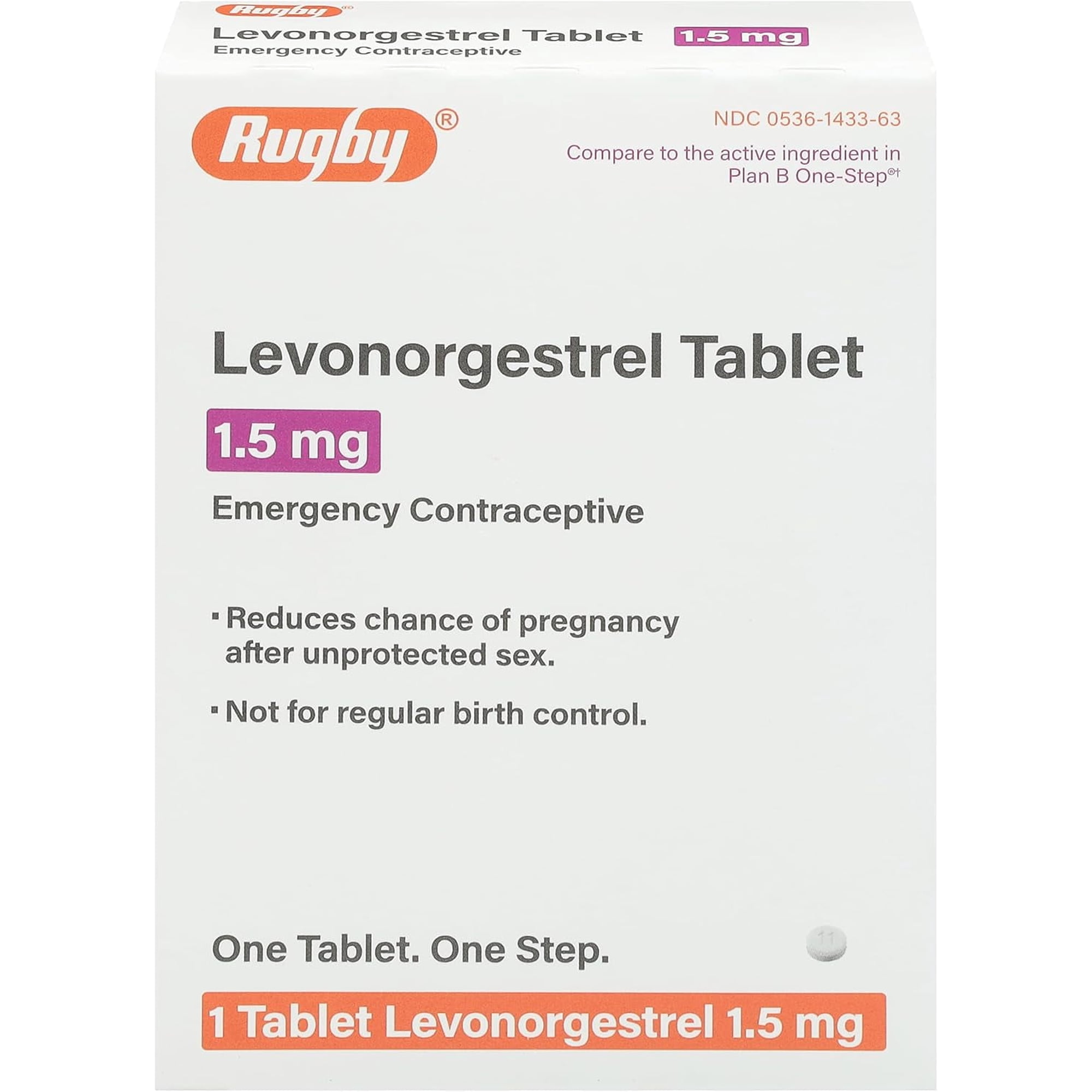 Rugby Levonorgestrel 1.5mg One Tablet Pregnancy Contraceptive Tablets