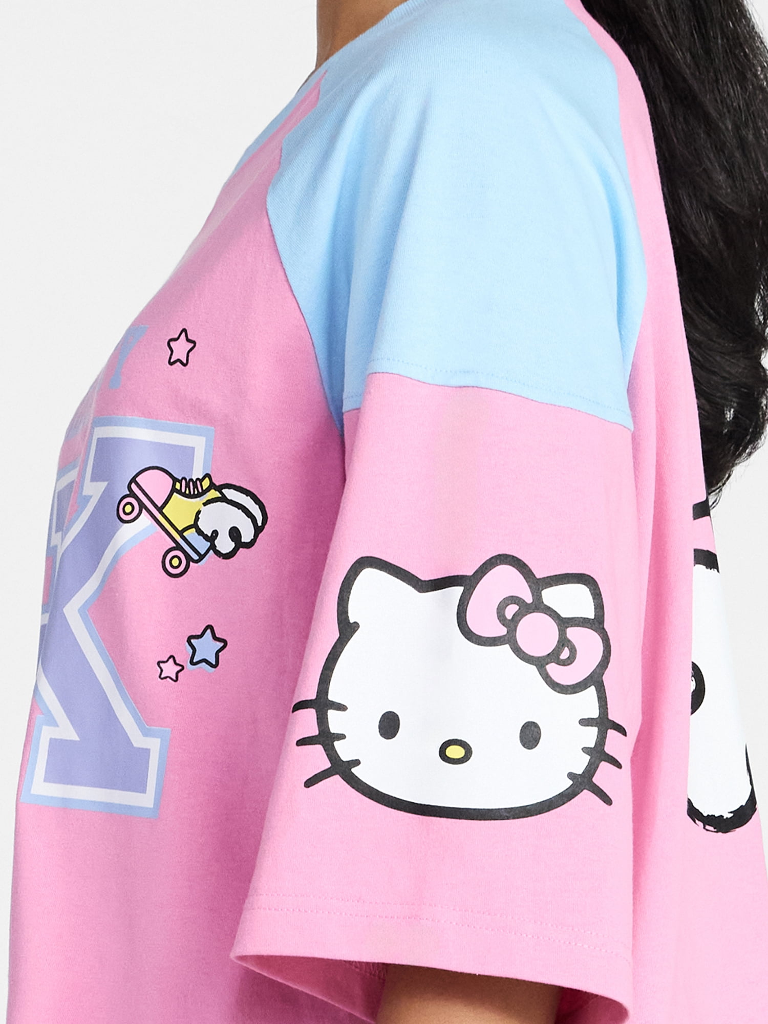 Hello Kitty Women's Short Sleeve Varsity Graphic Tee, Sizes XXS-XXL