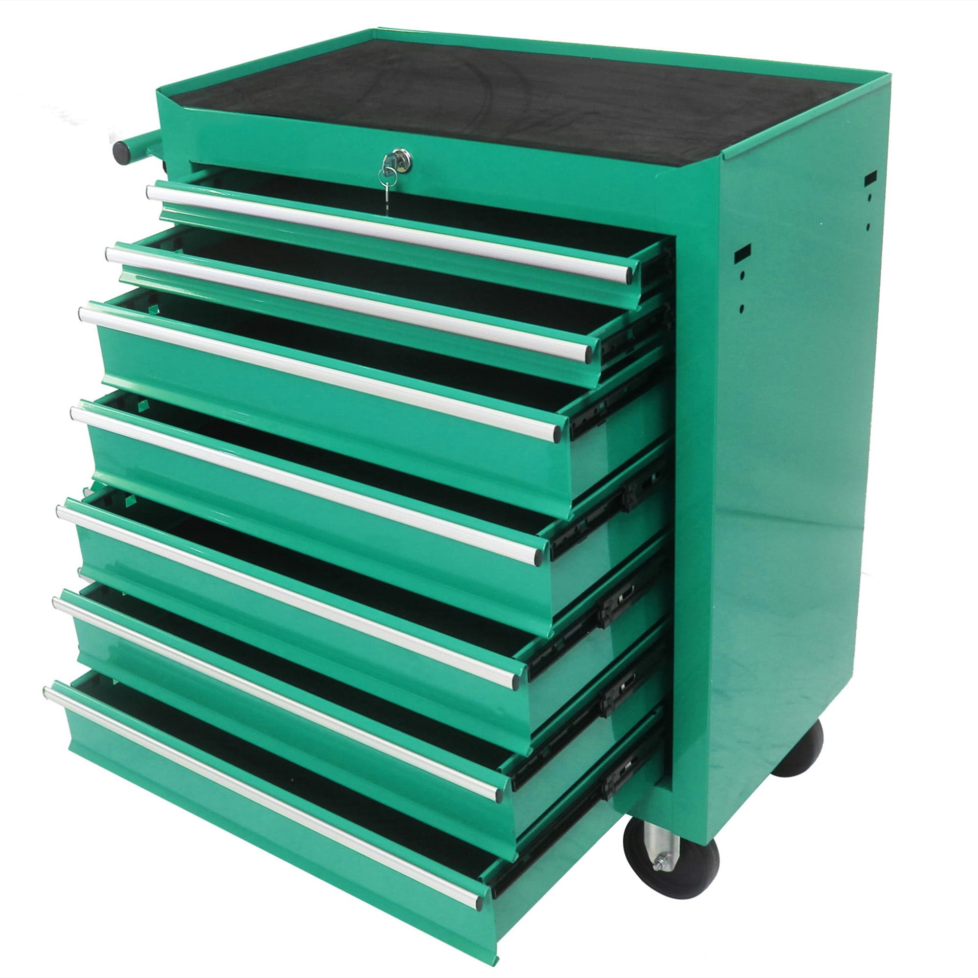 Aukfa Tool Chest, 24.5 in 7-Drawer Steel Rolling Tool Box on Wheels for Workshop Garage, Green