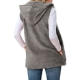 thumbnail image 6 of ZXSXSY Women Open Front Solid Color Sleeveless Fleece Hooded Vest Cardigans, 6 of 6