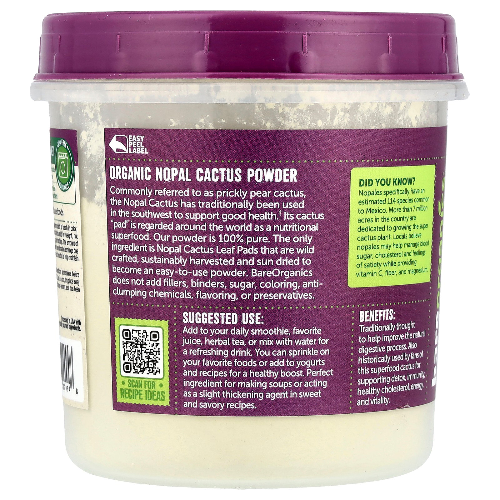 thumbnail image 2 of BareOrganics Organic Nopal Cactus Powder 8 oz Pwdr, 2 of 4