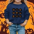 thumbnail image 2 of LIIPEE Girls Hoodies Halloween Warm Cartoon Pumpkin Graphic Printed Long Sleeve Round Neck Pullover Tops Kids Elegant Casual Daily Party Photoshoot Sweatshirts,Navy,13-14 Years, 2 of 4