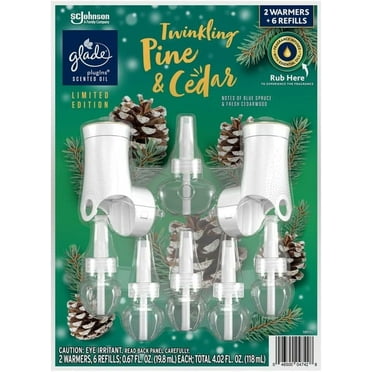 Glade PlugIns Scentred Oil, 2 Warmers   6 Refills, Twinkling Pine & Cedar