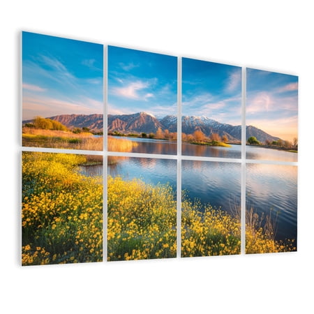 8 Pack Art Acoustic Panels Sound Absorbing Sunset Mountain Nature Pictures Sunflowers Lake National Park Scenery Decorative Soundproof Wall Panels Self Adhesive for Nursery Game Room Bedroom 48 x32