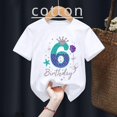 thumbnail image 2 of Bonita camiseta de algodón para niña, regalo de sexto cumpleaños, camiseta con estampado de corona de princesa sirena, camisetas blancas Harajuku Kawaii, 2 of 5