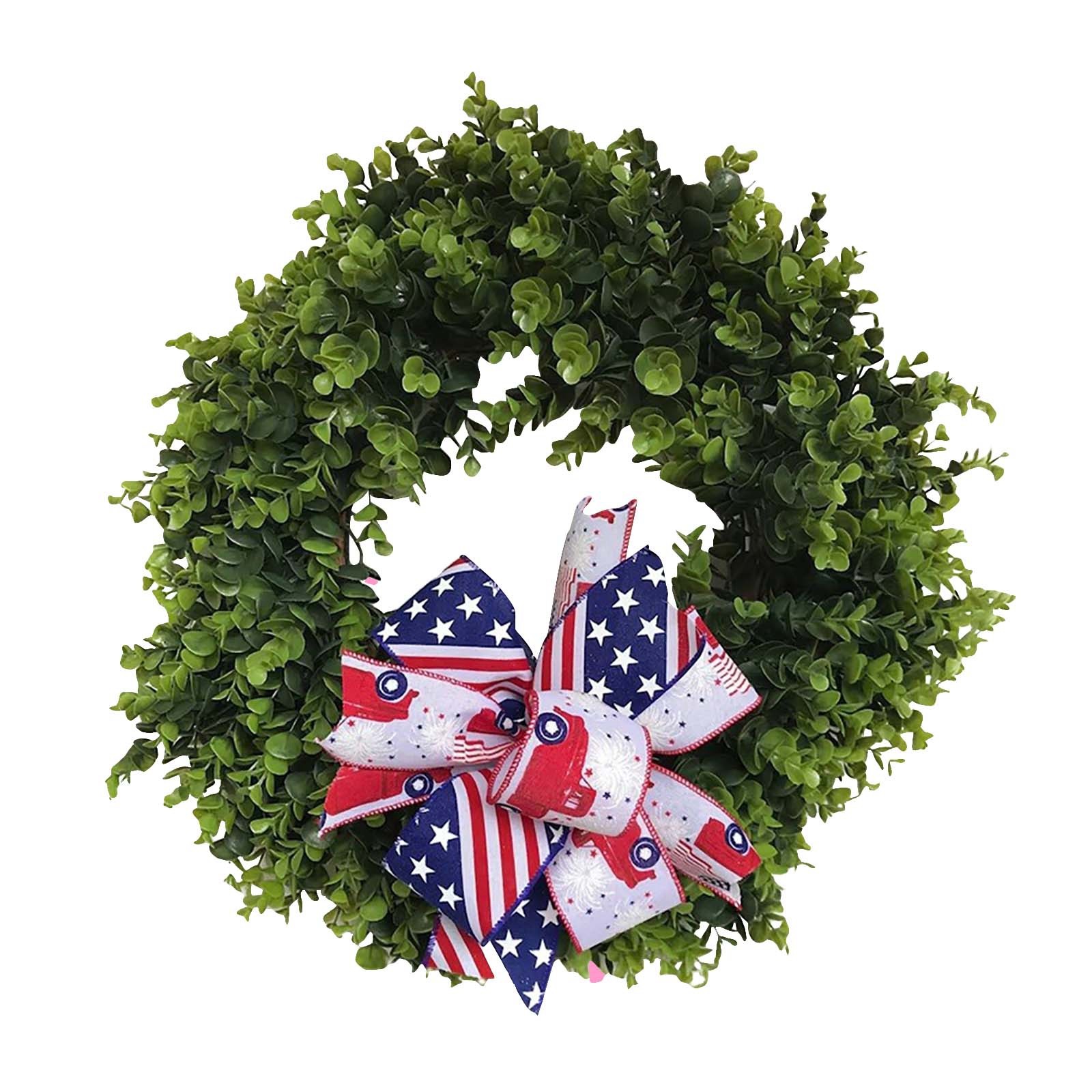 4Th Of July Wreath Independence Day Garland Door Hanging Decoration Red ...