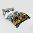 thumbnail image 3 of European Duvet Cover Set, Aerial View of Riga City Cultural Urban Print Horizon Old Tower Architecture, Bedding Set with Shams and Fitted Sheet, 3 Sizes, by Ambesonne, 3 of 3
