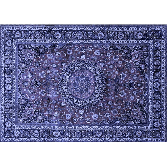 Ahgly Company Machine Washable Indoor Rectangle Medallion Blue Traditional Area Rugs, 6' x 9'