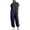 Dark Blue, variant on Short Sleeve Rompers For Women Plus Size Pants Set Beach Travel Set Trouser Pants Suits Vacation Outfits For Women Shirt and Wide Leg Pants Outfits Short Sleeve Coveralls Work Sets For Women