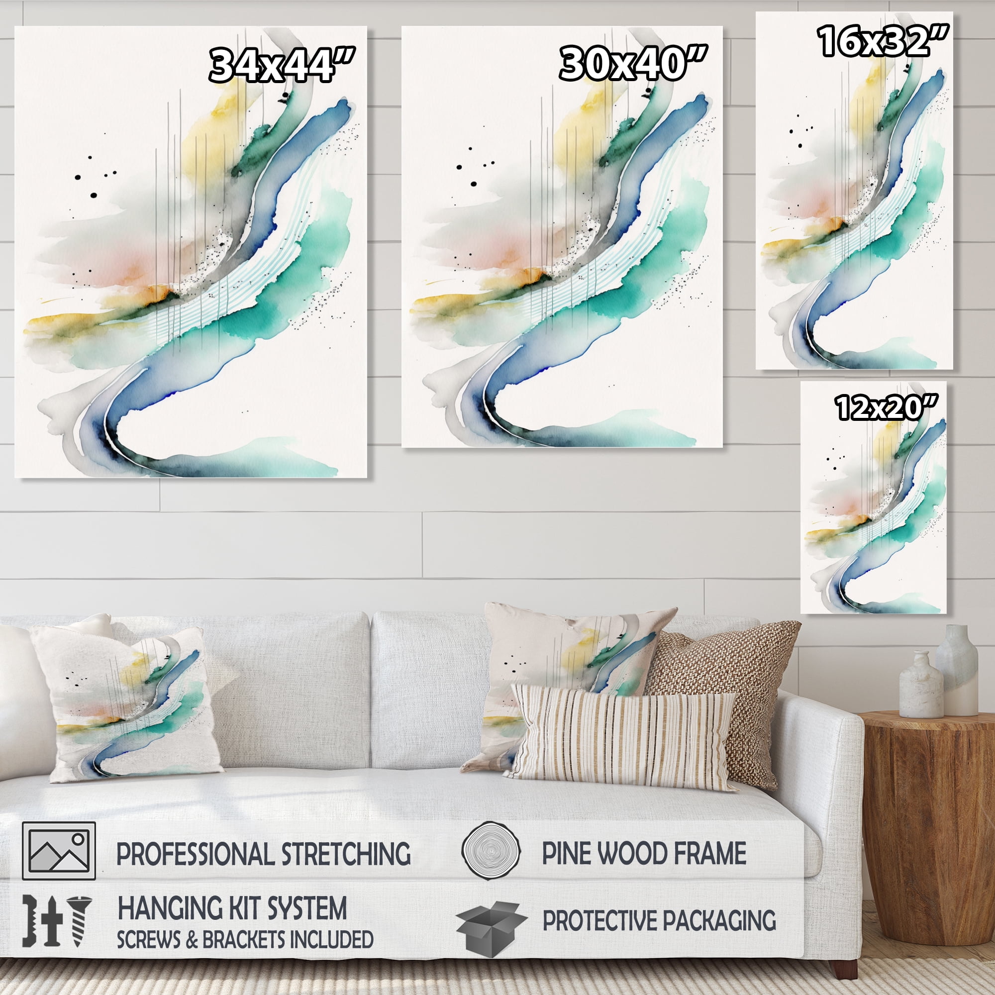 Designart Vibrant Watercolor Movement III Canvas Wall Art