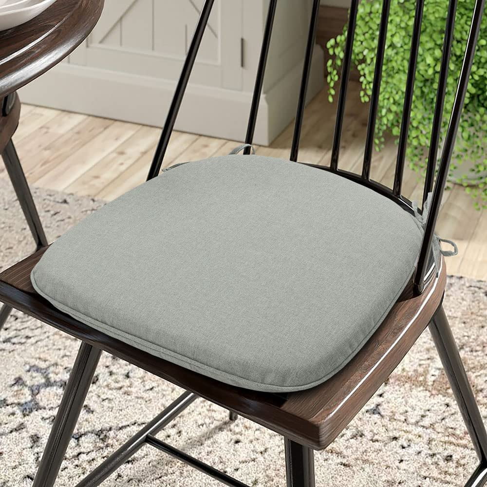 Outdoor/Indoor Chair Cushions Set of 4, Waterproof U-Shape Seat Pads with Ties for  Garden Furniture Home Office (Light Grey)