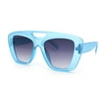 thumbnail image 4 of Women Oversized Thick Plastic Rectangle Cat Eye Flat Top Diva Sunglasses Matte Blue - Smoke, 4 of 8