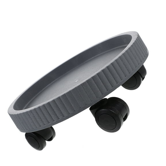 Soimiss Flower Pot Bottom Support with Wheels Round Tray for Plants Grey Pp 1Pcs
