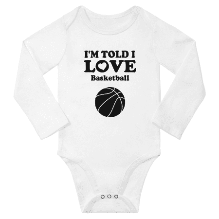 

I m Told I love Basketball Cute Baby Long Sleeve Bodysuits (White 18-24M)