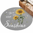 thumbnail image 2 of Round Area Rugs 3.3Ft, Sunflowers Non-Slip Washable Circle Rugs Carpet, Spring Summer Bees Yellow Floral Grey Indoor Outdoor Rug Floor Mats Throw Runner for Bedroom Living Room Bathroom, 2 of 8