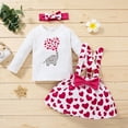 thumbnail image 4 of Otqutp 2025 Fall Spring Cute Toddler Baby Girls Fashion Valentine's Day Dot Heart Printed T Shirts Long Sleeve Tops Suspenders Dress Button Skirts Outfits(b-Hot Pink,18-24 Months), 4 of 9