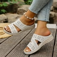 thumbnail image 6 of LOVZFMLL Wedge Sandals for Women 2025 Slip On Open Toe Comfort Walking Clogs Sandals Casual Outdoor Summer Beach Vacation Slides Sandals White 8.5, 6 of 7