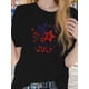 thumbnail image 1 of Women's Patriotic "My July 4th" Graphic T-Shirt, Red White & Blue Star & Fireworks Design, Independence Day Celebration Apparel, Machine Washable, American Flag Accessories, Holiday, 1 of 7