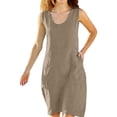 thumbnail image 3 of Uootdi Robes Décontractées pour Femmes Sans Manches Col Rond Poches Latérales Coupe Ample Décontractée Quotidienne Été Sorties Robe Droite Vêtement Cadeau, 3 of 6