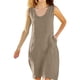 thumbnail image 1 of Largo Vestido de Verano Fluido para las Mujeres Color Sólido Estilo de Lino Rodilla-Longitud Vestido de Sol Casual, Poliéster Suave con Bolsillos, 1 of 6