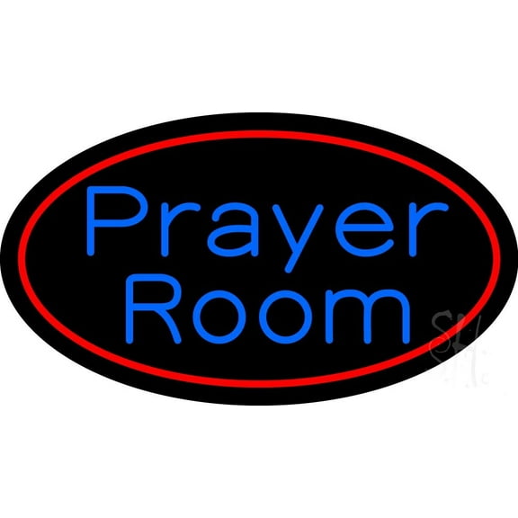 Prayer Room With Border LED Neon Sign 13 x 24 - inches Black Square Cut Acrylic Backing, with Dimmer - Premium built indoor Sign for Home décor, Event, Religious place, Store interior.